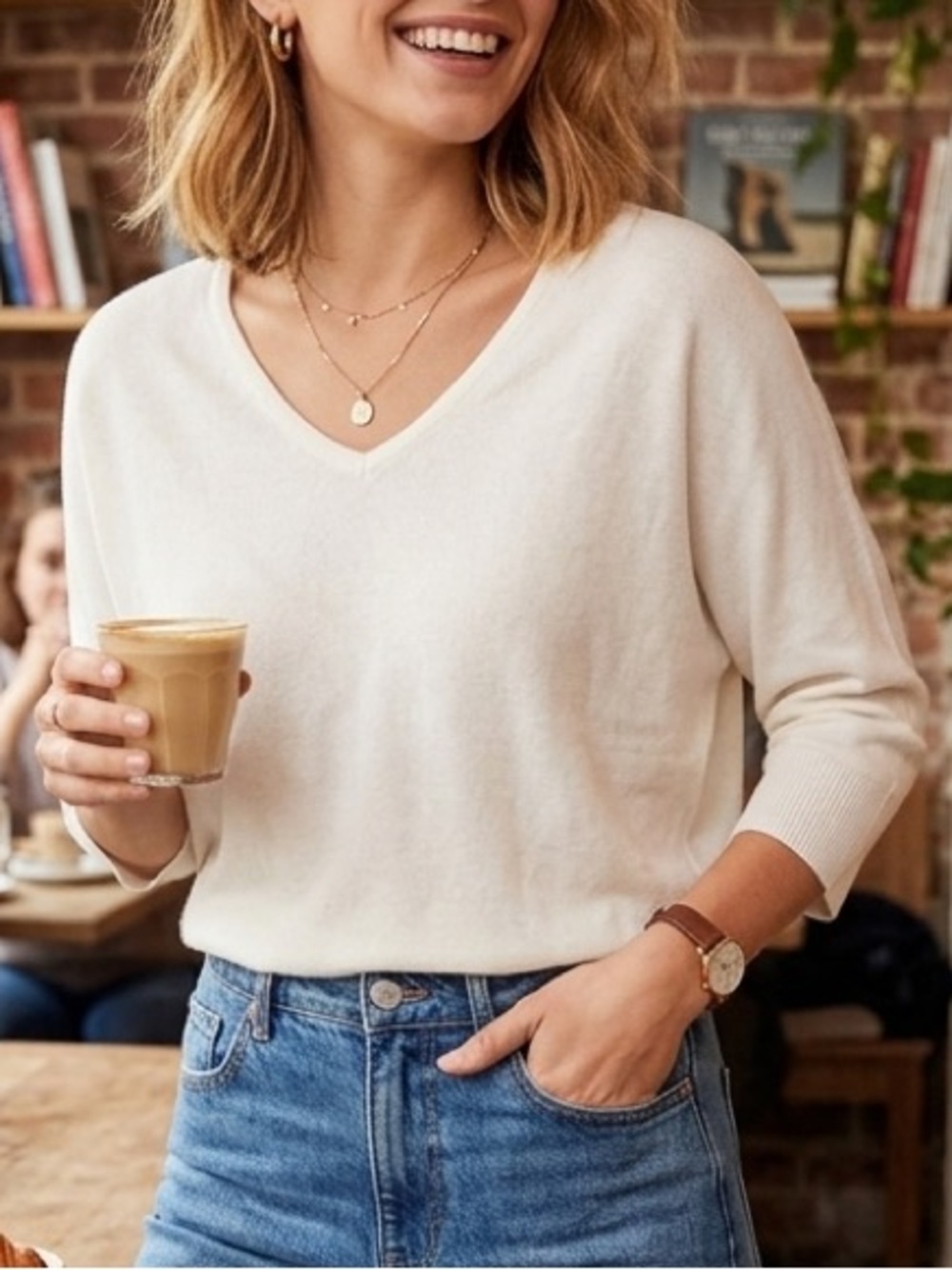 New York & Company Cream Knit Sweater